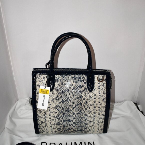 BRAHMIN Anchor Cirrus Contrast Trim Caroline Satchel in Anchor #S512437 00951 NW - Picture 7 of 10